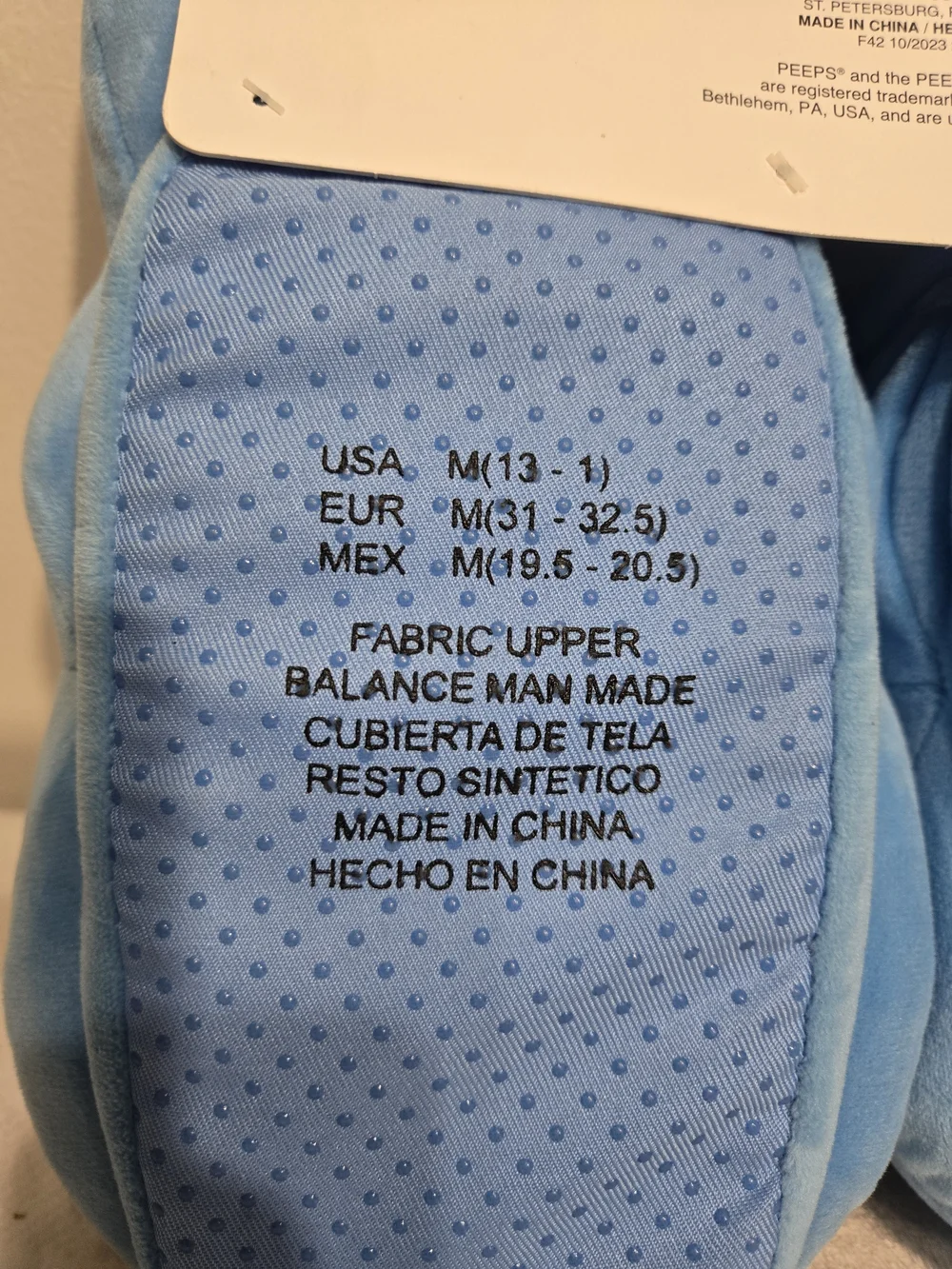 Kids Peeps Bunny Blue Novelty Slip-On Closed Toe Fabric Slippers US 13 To 1